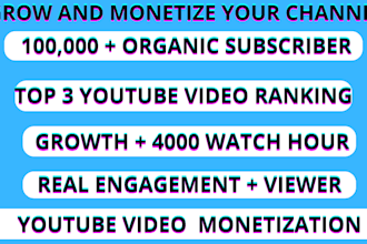 do youtube channel promotion,subscription growth , complete channel monetization