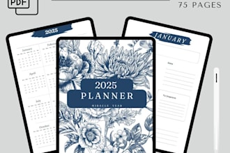 do etsy digital planner, hypelinked planner, journal design, digital planner
