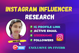 find best youtube instagram influencer research valid email list