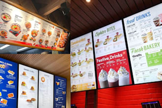 design modern restaurant menu digital menu board and animated TV screen menu
