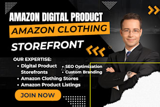 design digital product storefront, amazon clothing store, amazon product listing