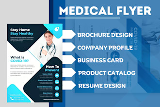 design professional medical pharmacy dental flyer, brochure, healthcare resume