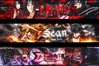 design and draw anime youtube banner and logo