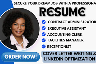 write a contract administrator resume, facilities manager, receptionist clerk cv