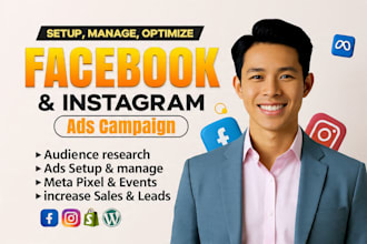 setup and manage facebook ads campaign, meta ads manager, meta ad marketing