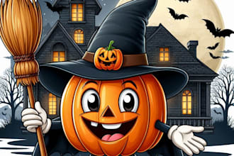 do halloween pumpkin mascot logo