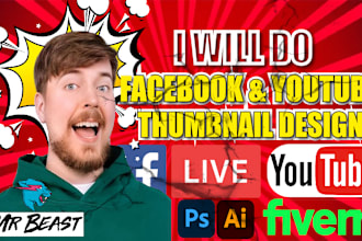 do youtube and facebook thumbnail design in 2 hours