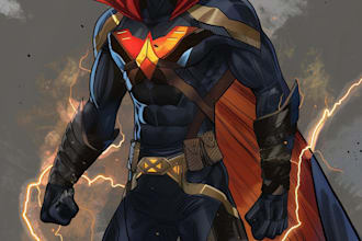 drawing superhero character for birthday, graduation gift