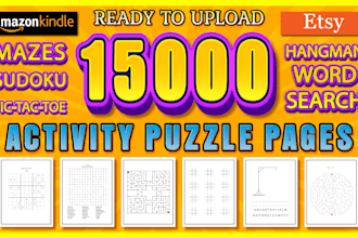 deliver maze, sudoku, word search activity puzzle pages for adults and kids