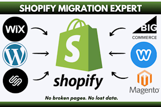migrate wix, wordpress, bigcommerce, squarespace, weebly store to shopify store