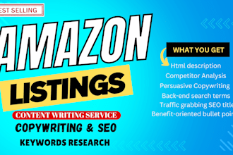 write amazon SEO product listing descriptions and content