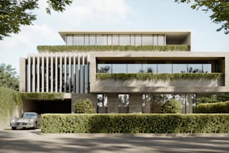 do high end exterior visualization for modern architecture