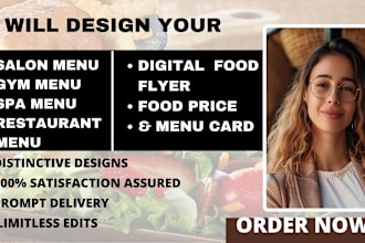 design salon gym spa restaurant menu digital food flyer food price and menu card