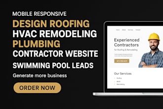 design roofing, hvac, remodeling, plumbing contractor and swimming pool website
