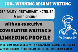 write hotelier, catering, restaurant, tourist, chef resume