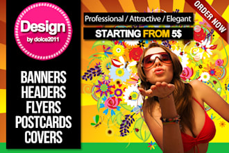design any type of flyer, cover, postcard, banner, header