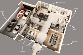 make 2d floorplan or 3d floor perfect plans with realistic 3d renders