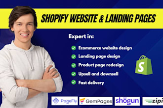 do shopify ecommerce website, landing page with pagefly, gempages, shogun, replo