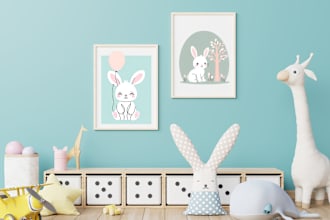 design cute kids nursery wall art for etsy and other