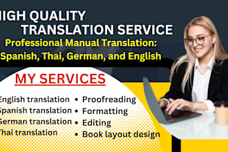 translate spanish thai german to english manually vice versa