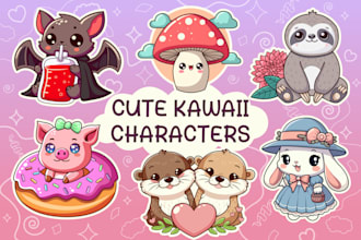 design cute kawaii character, mascot for t shirt and merch
