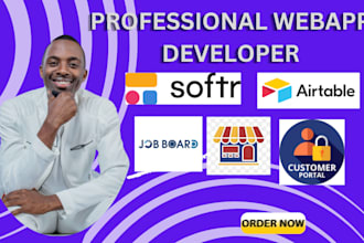 setup airtable database, softr webapp, client portal, automation, integration