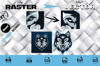 do vector tracing, vectorize logo, and any illustrations