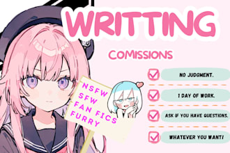 write nsfw fanfics, sfw fanfics, furry stories, novels
