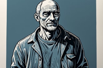 draw a custom portrait in linocut style