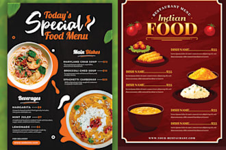 do an amazing menu design, restaurant,designfood,card design