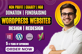 create nonprofit, charity, ngo, donation and fundraising  wordpress website