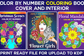create color by number kindle book cover and interiors