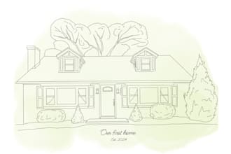 draw line art of house, building, landscape, architecture