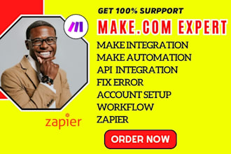 set up make com automation api integration zapier made com integromat made com