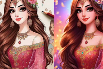 made a unique disney style portrait