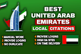 create 250 uae local citations and directories submissions for local seo