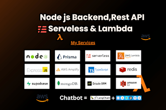 develop node js backend,rest api, aws lambda and serveless