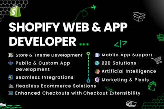 do shopify development, custom apps, and integrations as an expert tech partner
