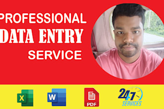 data entry,web research, copy paste,excel ,data entry, pdf to excel