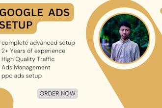 do setup and mange google ads and ppc ads camping