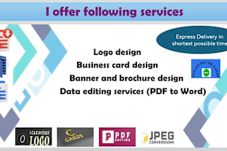 expertly convert PDF to ms word and jpeg to PDF, logo, cards,  banner