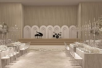 do 3d event décor, hall design, stage design with 3d rendering