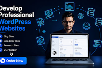 develop wordpress blog , data entry, web research, blog site