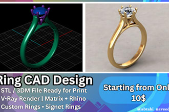 design and render 3d printable rings in matrix