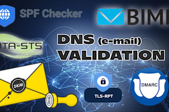 validate your spf, dkim, dmarc, bimi, sts, and tlsrpt dns records within 24h