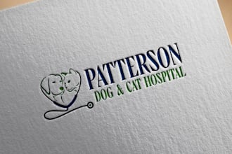 design minimalist pet, dog, cat, animal and pet hospital logo in 18 hours