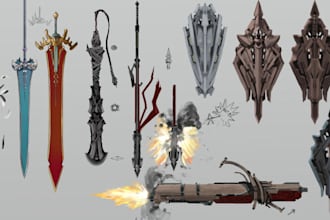 create 2d or 3d game asset, prop, object, weapon, and icon