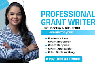 write an investor ready business plan for small businesses, and research grants