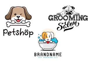 make colorful animal dog cat and pet grooming logo