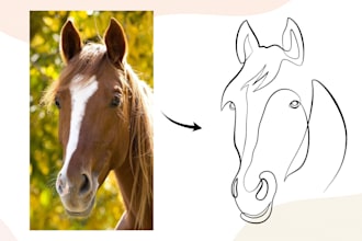 make one line drawing from your pet photos in 6 hours